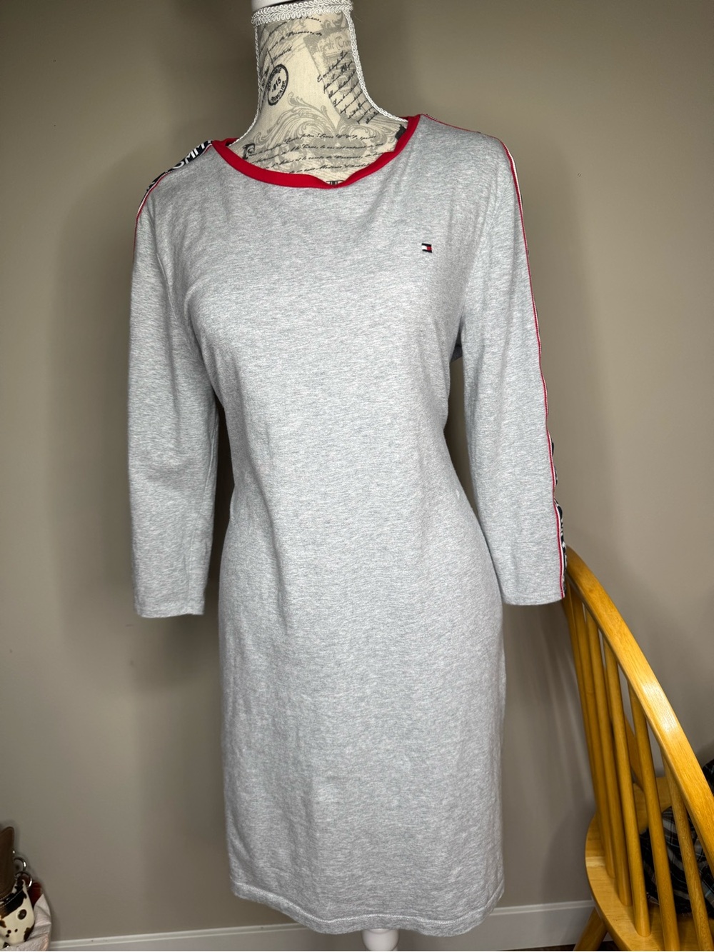 Tommy Hilfiger Heather Gray Dress with Red Trim